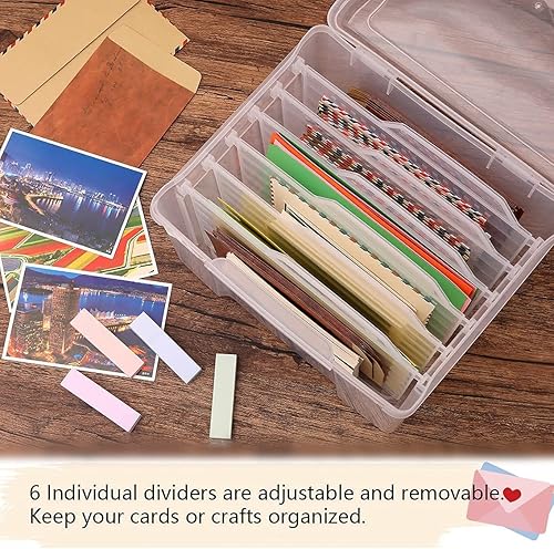 Miniatura 6 de Caja organizadora y almacenamiento de tarjetas de felicitación con 6 divisores ajustables para fotos de cumpleaños, manualidades, álbumes de