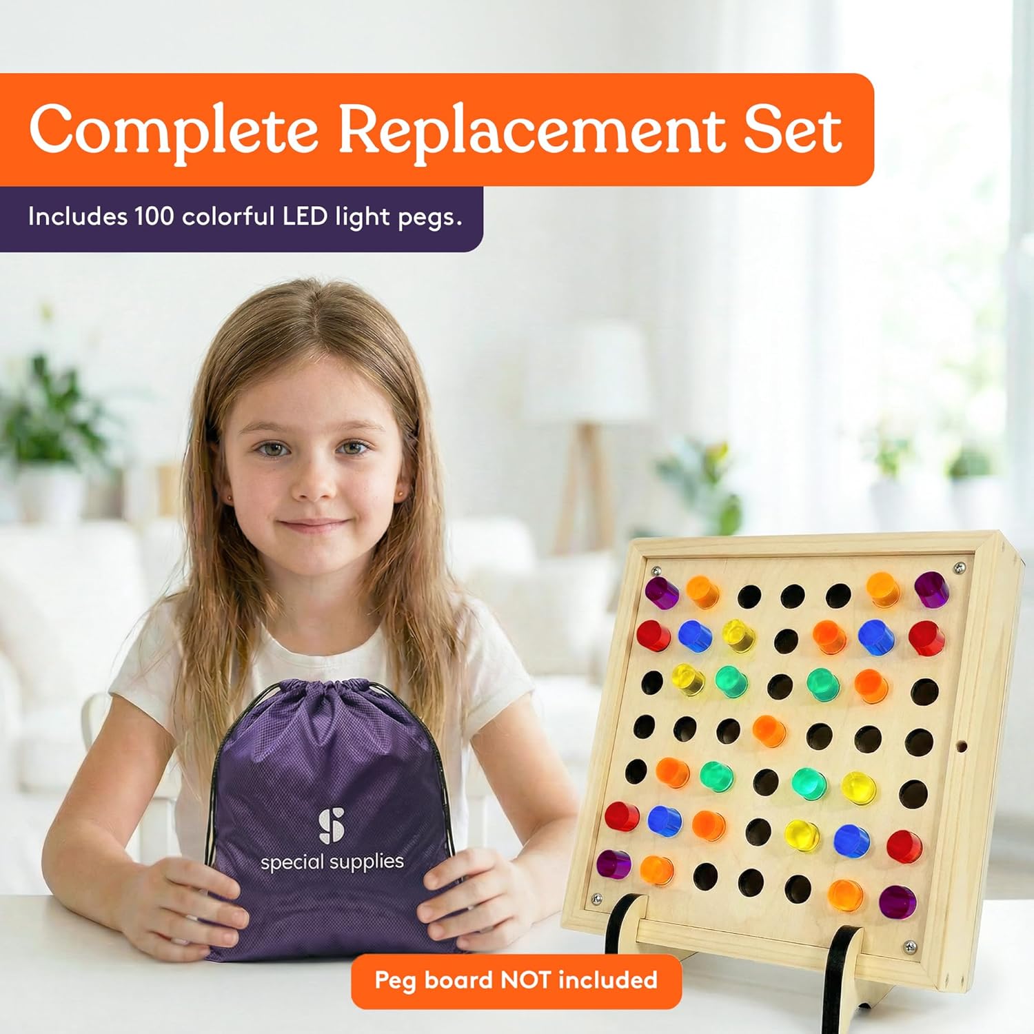 Special Supplies Set of 100 LED Light Peg Board Replacement Pieces for Kids LED Peg Wall, Colorful Illuminated Pegs for Creative Play and STEM Learning- 1” x 4” - Image 5