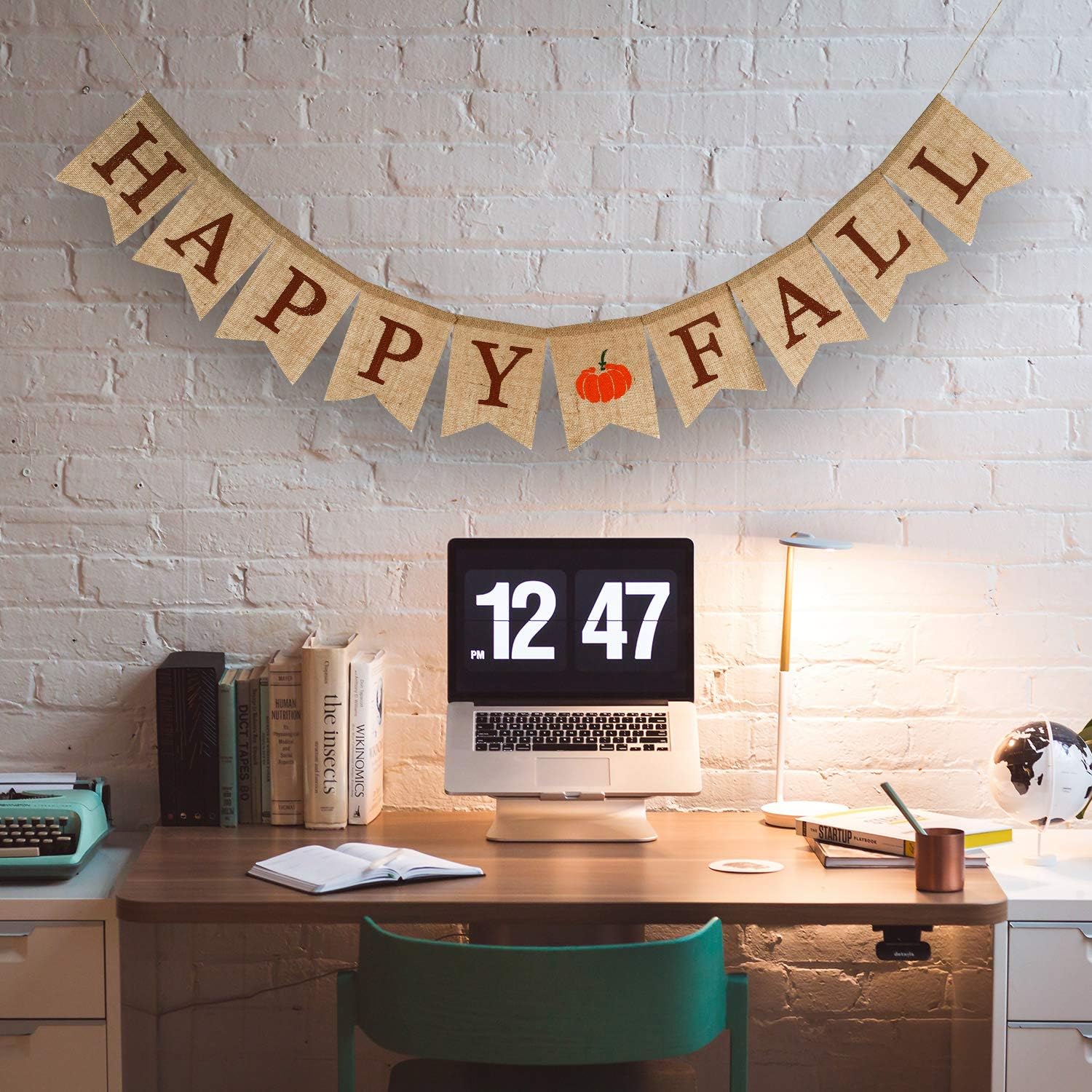Whaline Happy Fall Pumpkin Burlap Banner