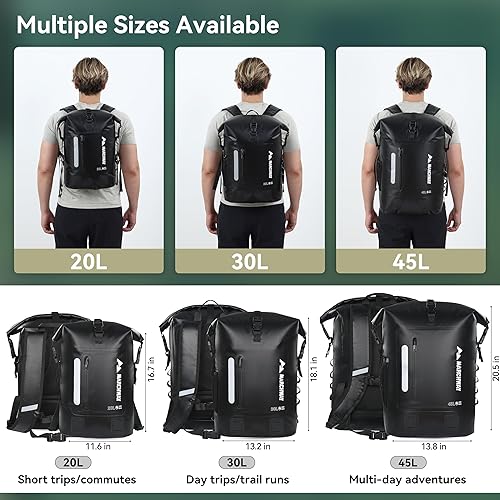 Miniatura 5 de MARCHWAY Mochila impermeable para senderismo, kayak (negro, 20L)