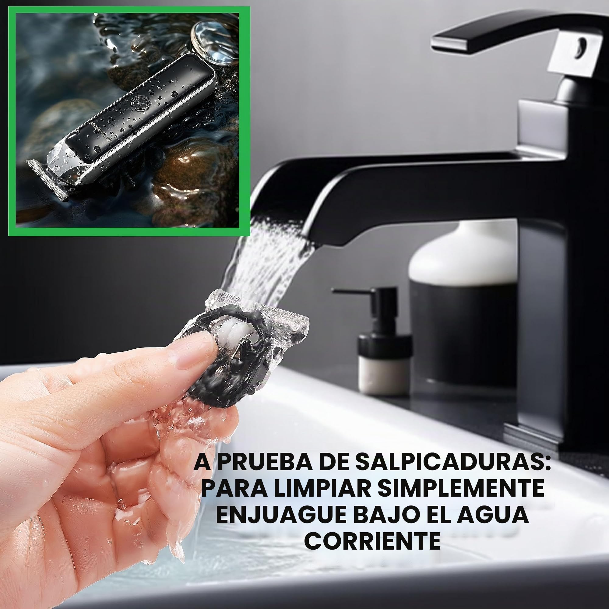 BarberBoss - Cortapelos y cortabarbas portátil, cortapelos facial profesional para hombre, recargable por USB, luz roja/verde, cuchilla de acero, QR-2090