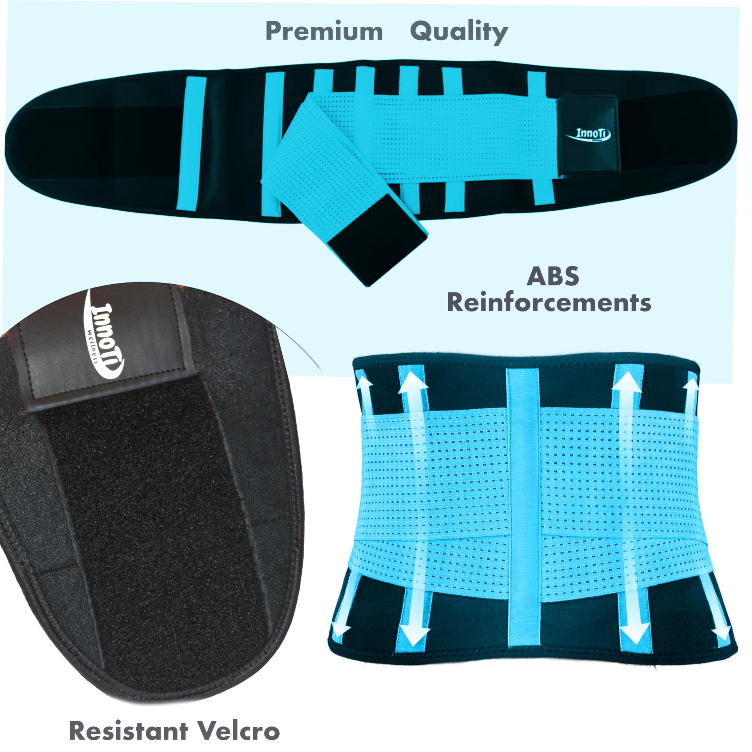 Ceinture Lombaire pour Homme et Femme - Ceinture Dorsale de Soutien Lors D'activités Sportives, de Gym et au Travail - Prévient Les Blessures et Le Mal de Dos - Compression à Double Réglage S