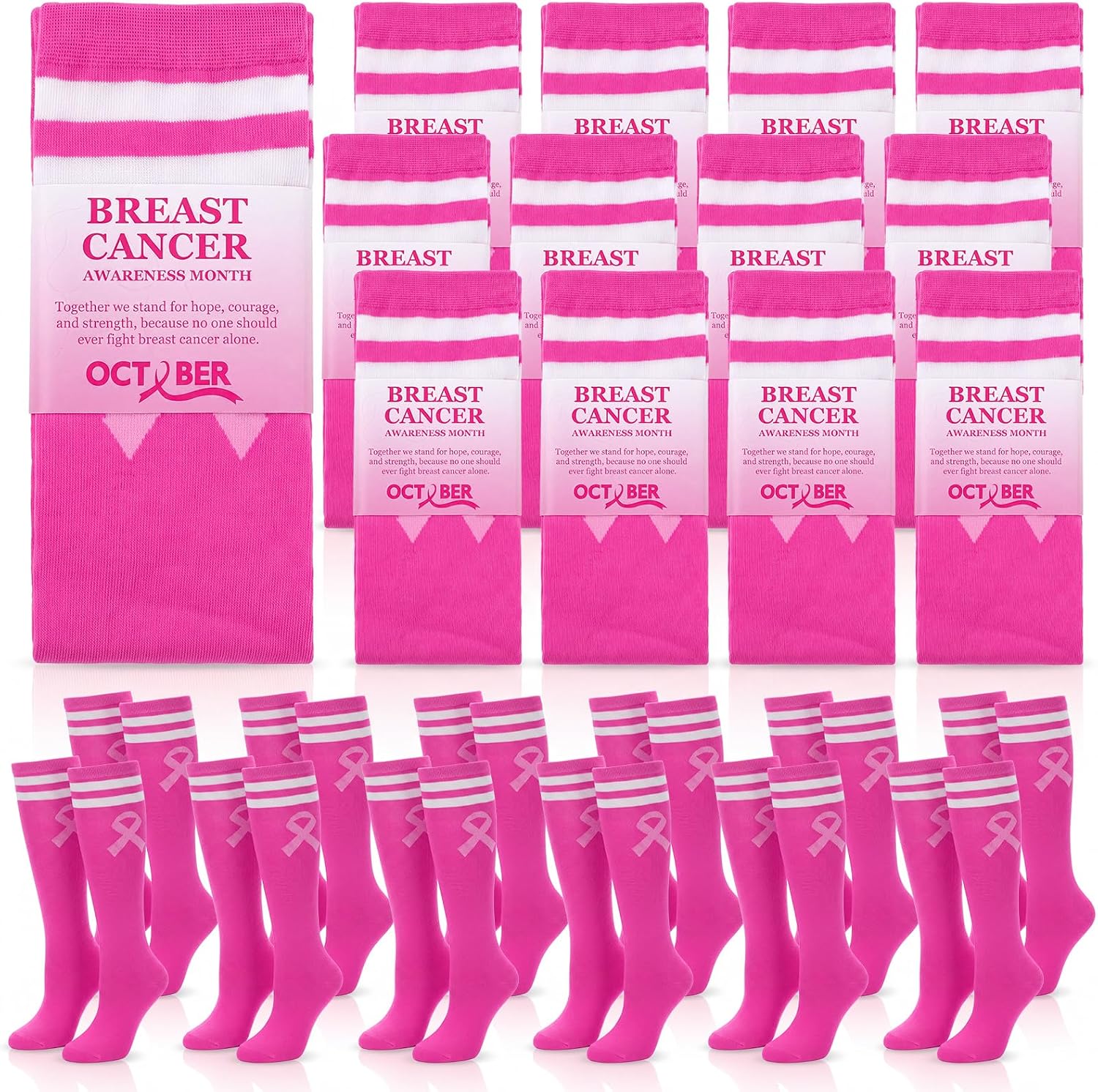 Toulite Breast Cancer Awareness Socks, Wrap Around Band