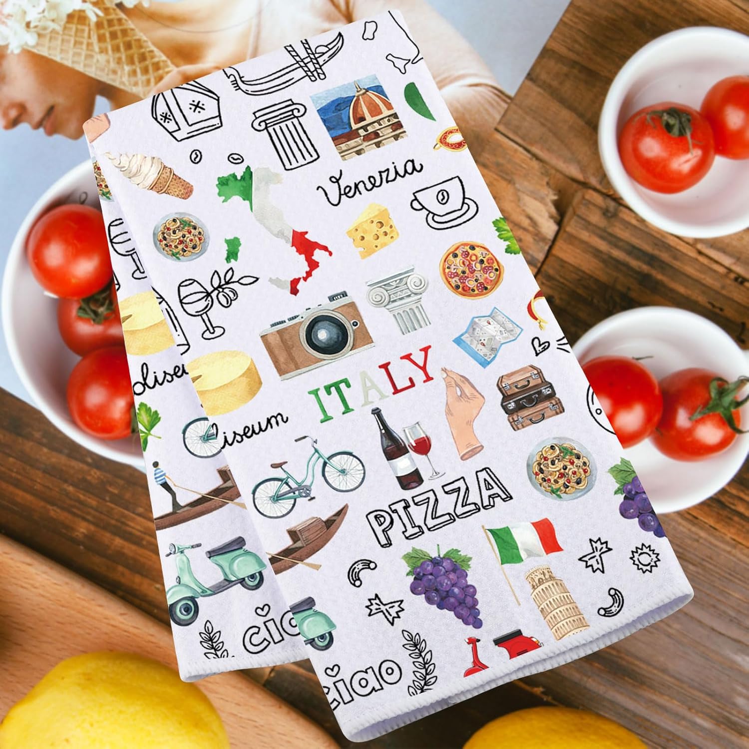 JNIAP Italian Kitchen Towels - Mama Towel, Italy Themed Dish Towel (Italy Pizza KT) - Image 3