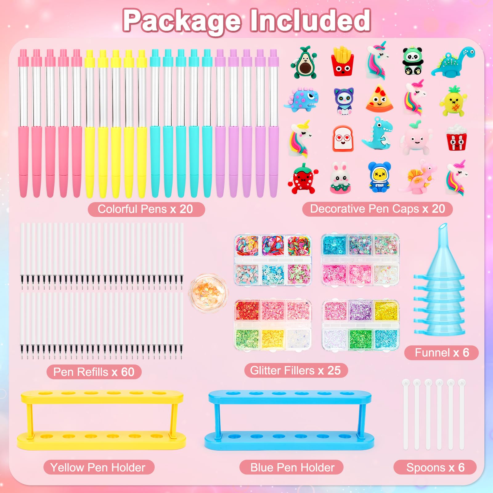 SKAMORI Make Your Own Pens Set Children with 100+ Accessories, 20 Pieces My Pens Studio for Craft Set Children's Birthday - Image 3