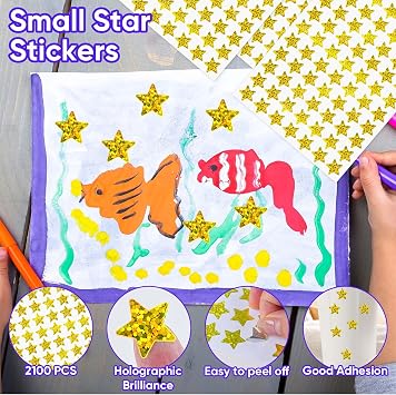 2100 Pack Gold Foil Star Stickers, 0.6 Small Reward Sticker for Kids,Holographic Stickers for Behavior Charts, Student Planners, School Classroom Teacher Supplies and DIY Handicrafts