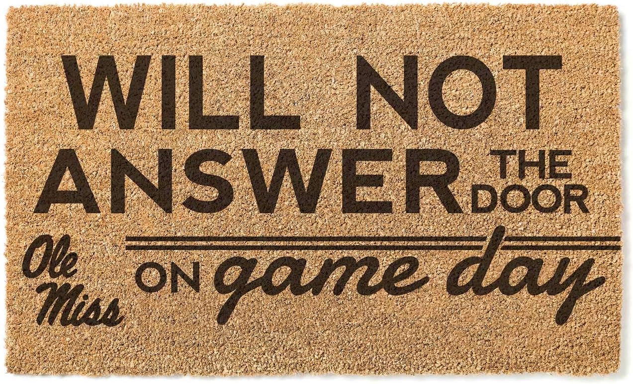KH Sports Fan Ole Miss Rebels Will Not Answer on Gameday Coir Doormat, 18x30 Inches, Rebels Outdoor Rug; Display Your Team Spirit with This Unique Mississippi Rebels Doormat