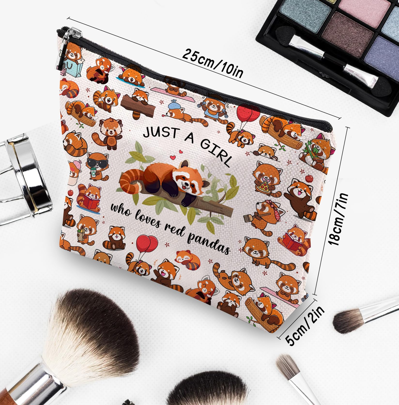 CEASQVAA Red Panda Gifts Makeup Cosmetic Bag, Red Panda Lover Party Favors Decorations Stuff, Funny Birthday Gift for Women Who Loves Red Pandas Zipper Pouch Bag Purse Accessories