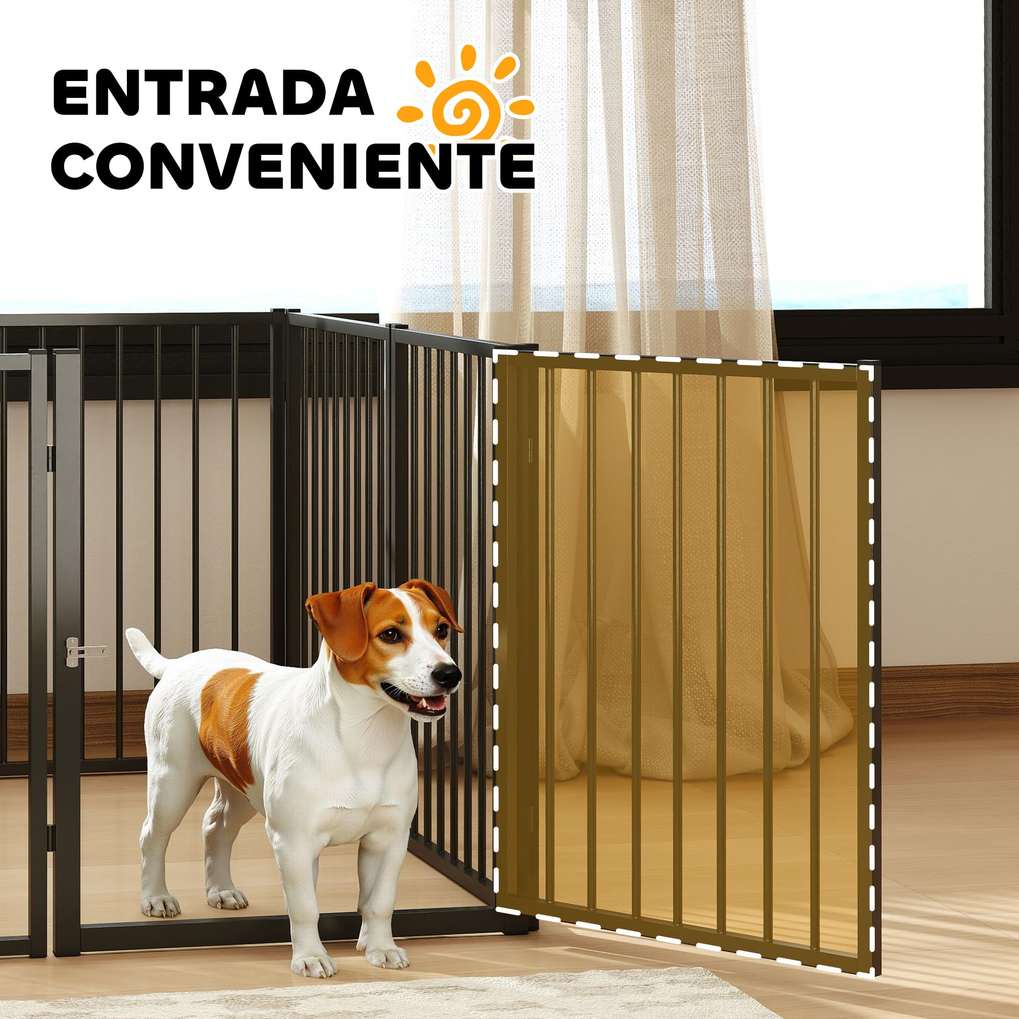 PawHut Parque para Perros de 8 Paneles Vallas para Perros Plegables de Acero 76 cm para Pequeños y Medianos para Interior Exterior Jardín Negro