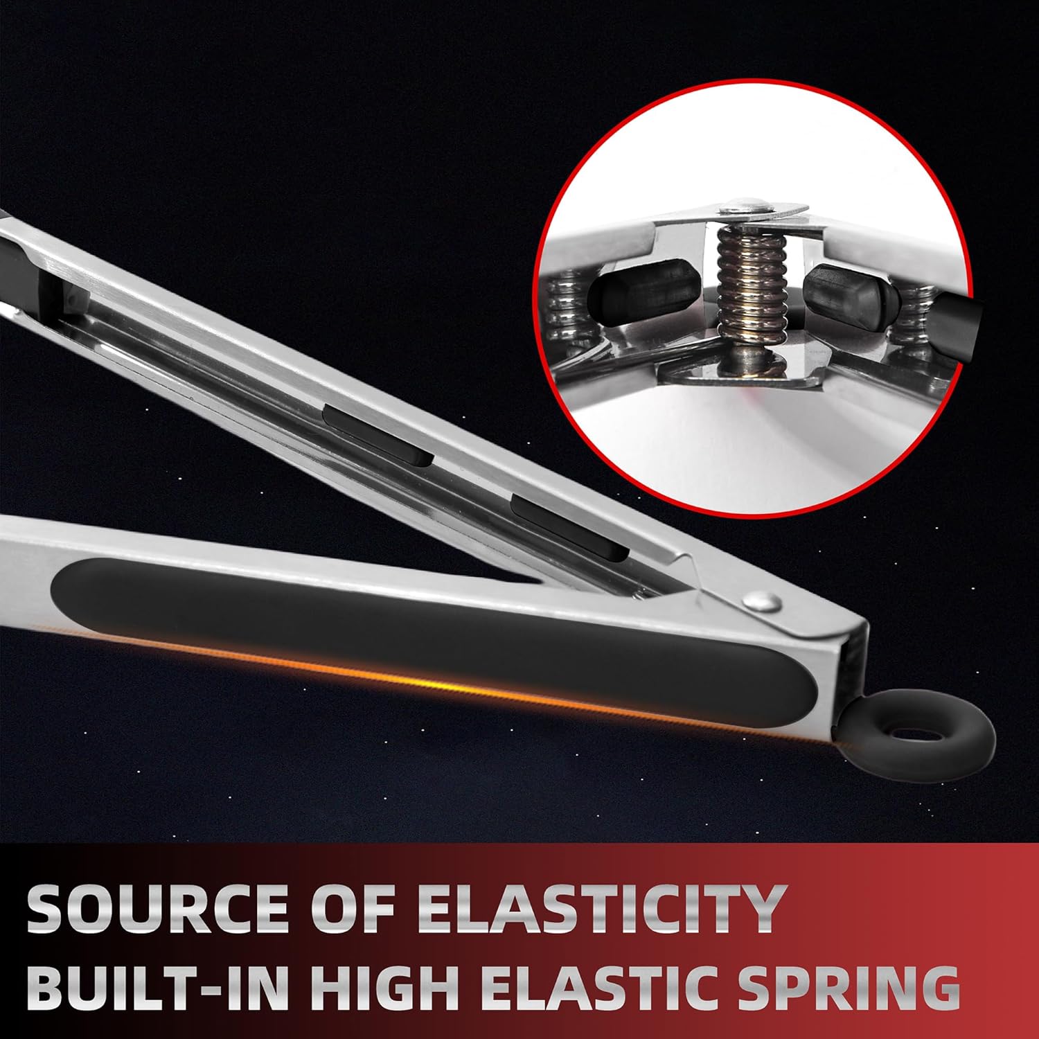 Pack of 3 Stainless Steel Kitchen Tongs with Silicone Tips – Non-Stick Cooking, Grilling & BBQ Tongs for Serving, Dishwasher Safe, 7", 9" & 12", Black - Image 4