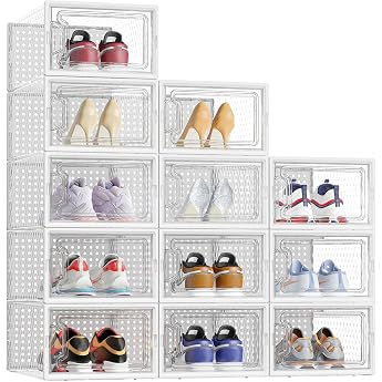 Shoe Boxes Set of 12 Stackable Transparent Shoe Organiser