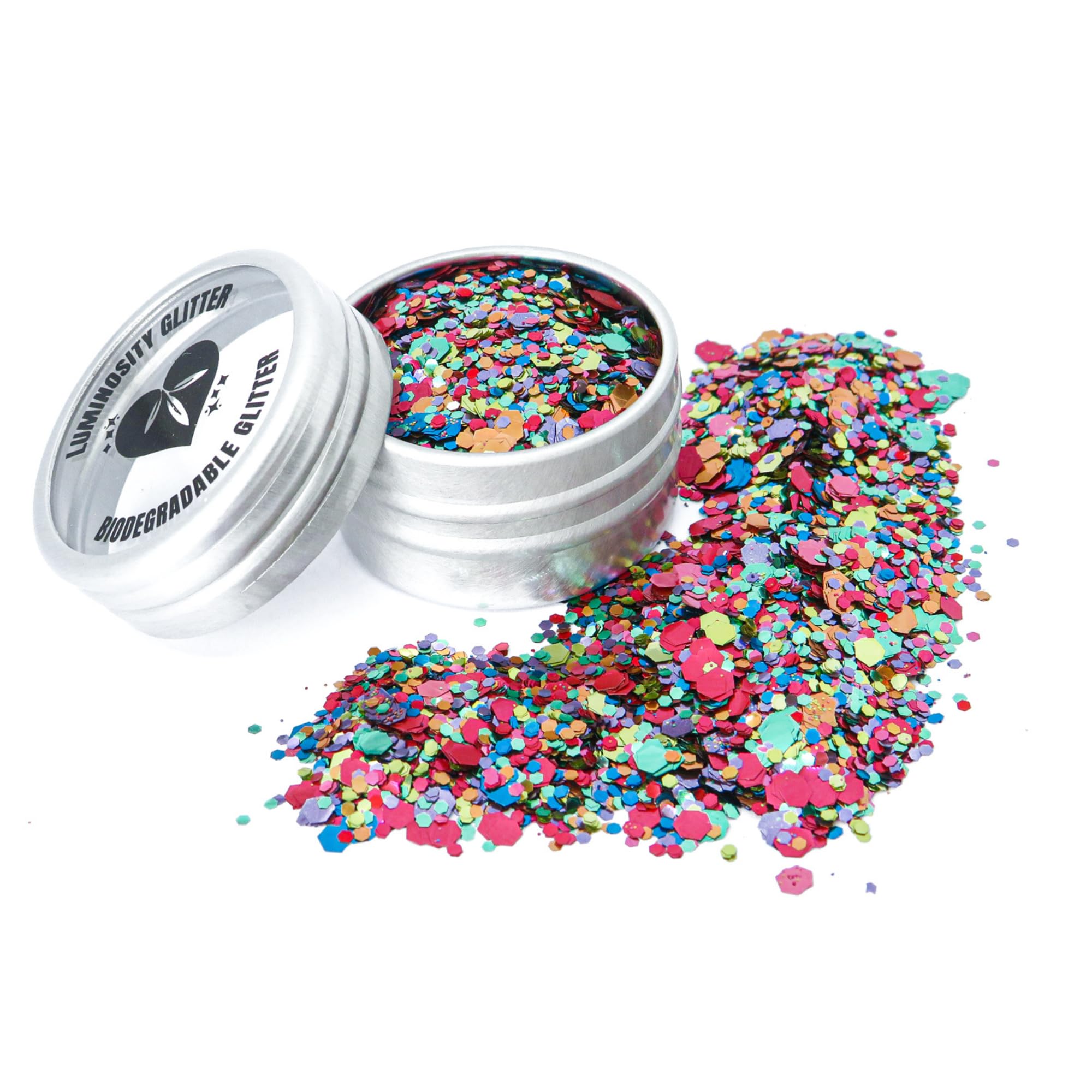 Rainbow Smash Biodegradable Glitter - Eco Friendly Face and Body Glitter - Cosmetic Pride Makeup - 6g Pot of Vegan Friendly Glitter