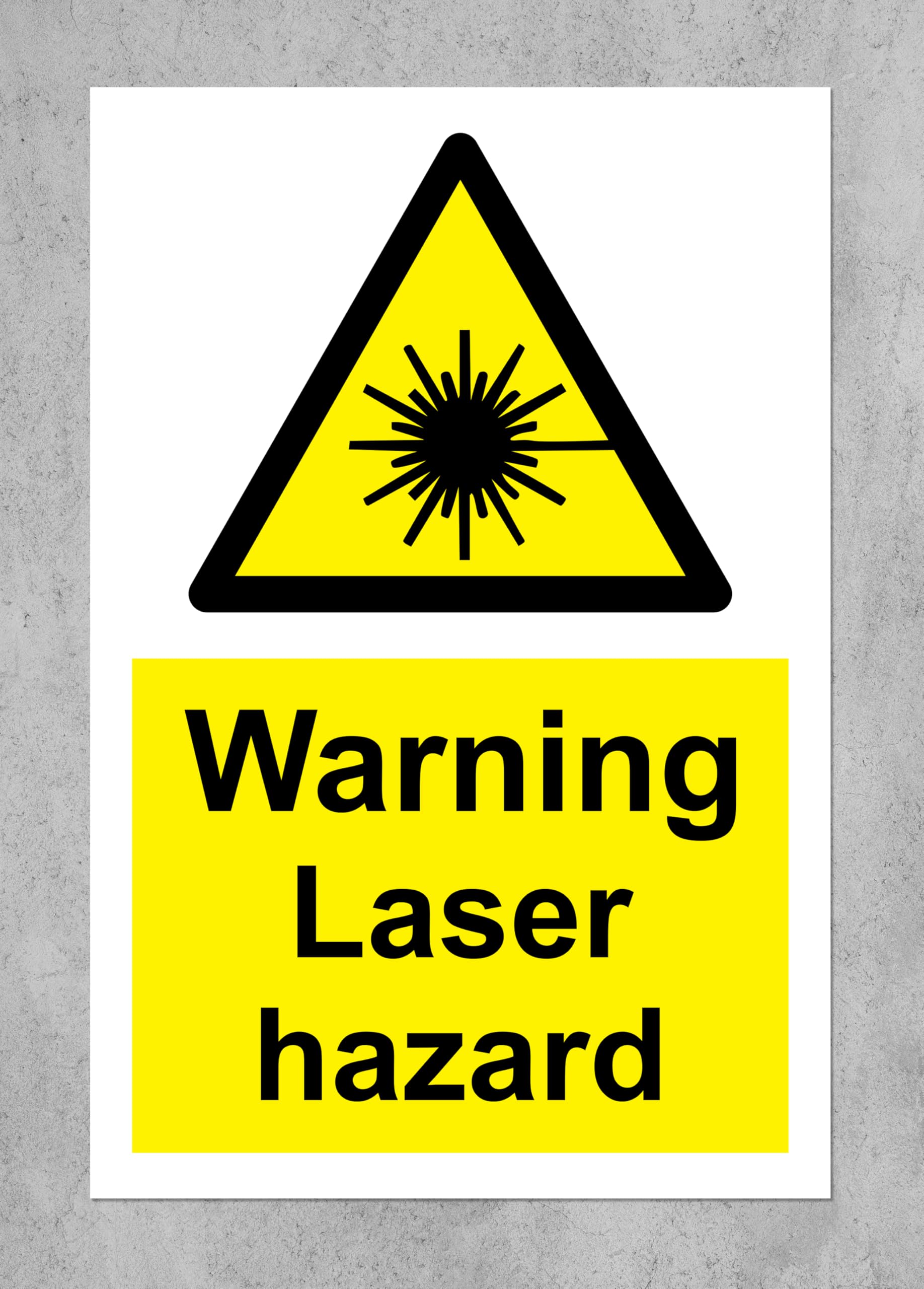 Warning Laser hazard safety sign - Self adhesive sticker 200mm x 150mm