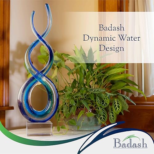 Miniatura 2 de Badash Touch of Blues - Escultura de cristal azul estilo Murano - Arte de vidrio azul para decoración del hogar - Escultura de onda de vidrio