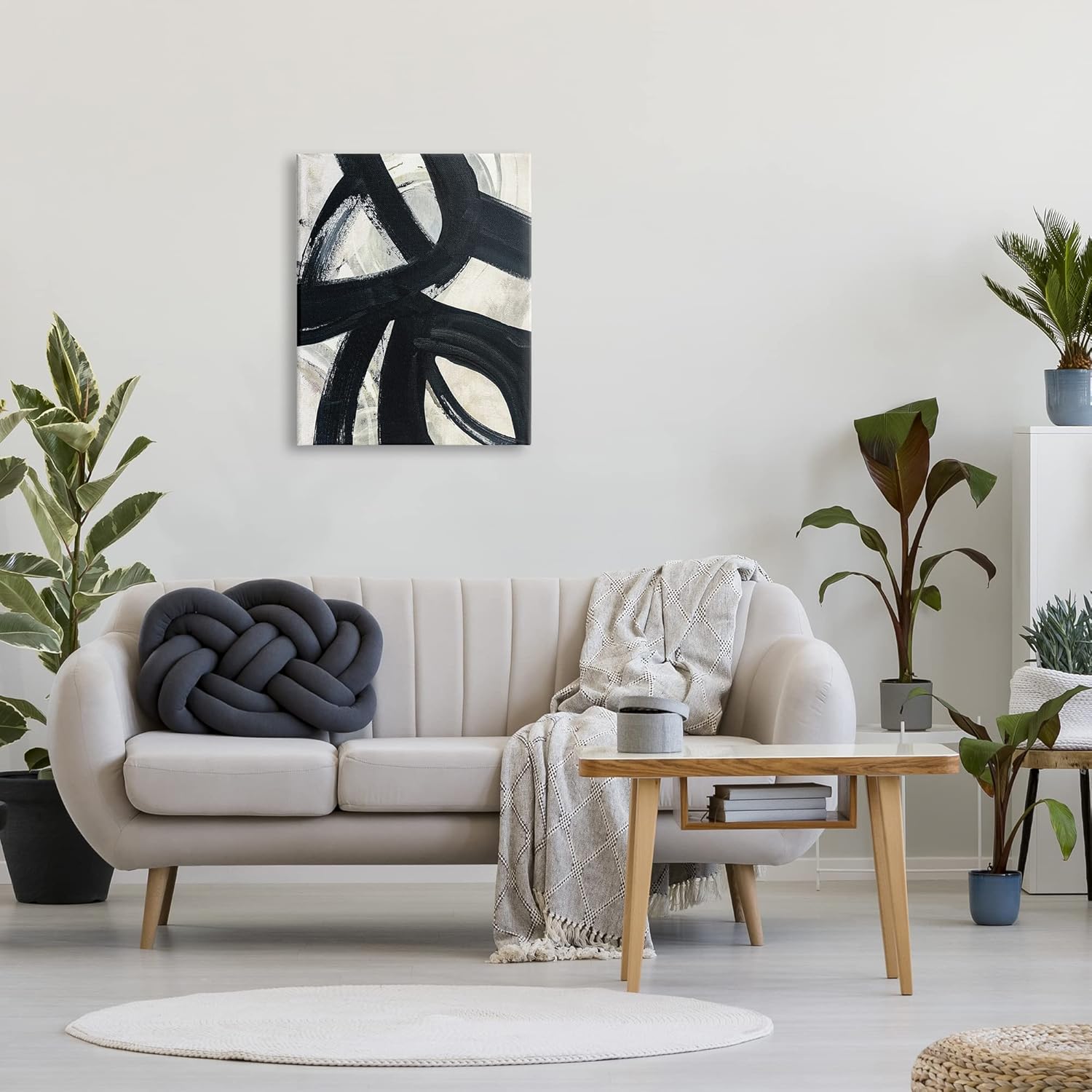 Stupell Industries Dynamic Modern Black Paint Strokes Bold Abstract Canvas Wall Art, Design by Susan Jill, Gallery Wrapped Canvas, 24 x 30