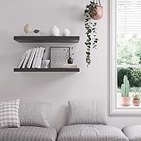 Vista 2 de Estante flotante, juego de 1 estante de pared, 24 pulgadas de ancho x 12.75 pulgadas de profundidad x 2 pulgadas de alto, estante flotante de pared