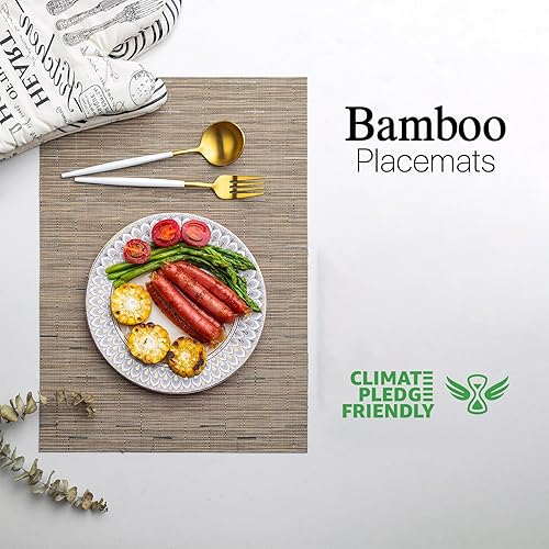 Miniatura 130 de LEXMORE Juego de 6 manteles individuales tejidos de vinilo/plástico para mesa de cocina, interior/exterior, lavables, manteles individuales lavables