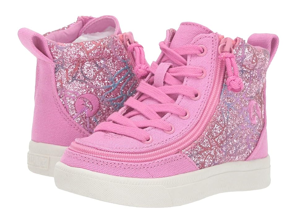 BILLY Footwear Kids Classic Lace High (Toddler) (Pink Print) Girl's Shoes INTERNATIONAL SHIPPING