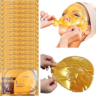 24 K Gold Collagen Face Sheet Mask (15 PCS) - Collagen Anti-Aging Korean Face Sheet Mask for All Skin Types - Facial Sheets of Luxury with Collagen (24K Gold)