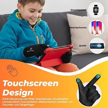 WESTWOOD FOX Kids Winter Thermal Cycling Gloves Boys Girls Flexible Grip Touchscreen Cycling Bike Gloves for Children Outdoor Sports Running Ski Football Anti-slip Lightweight Mitts
