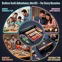 Vista 7 de Kit de fabricación de sushi para principiantes con bazuca, cuchillo de sashimi, 2 alfombrillas (polipropileno apto para bambú/lavavajillas), molde