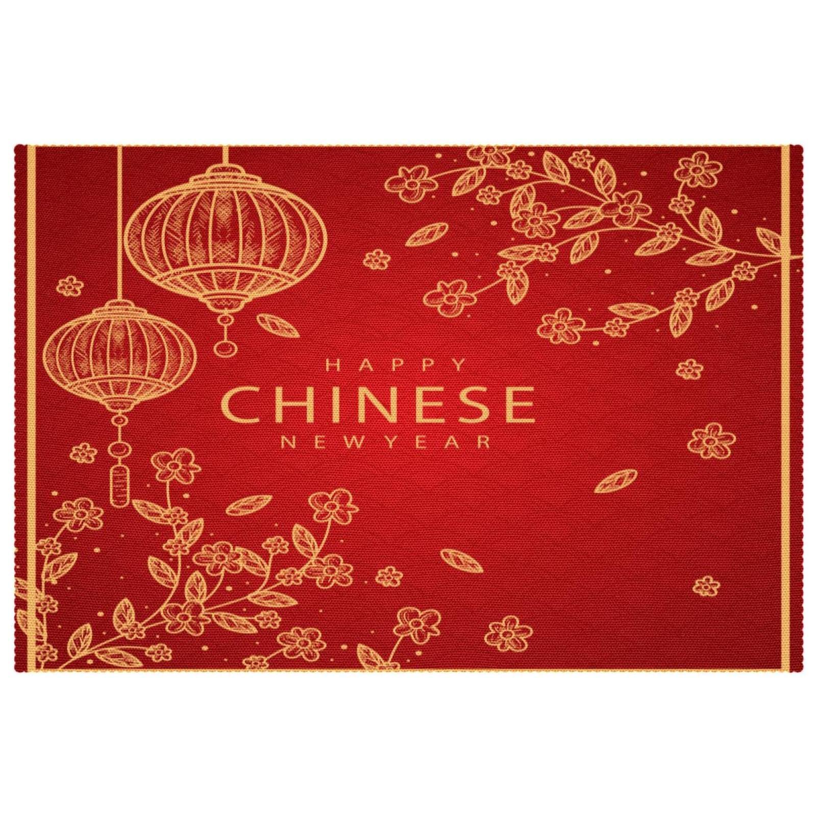 Sets de table Happy Chinese New Year pour repas de Fête du Printemps en famille