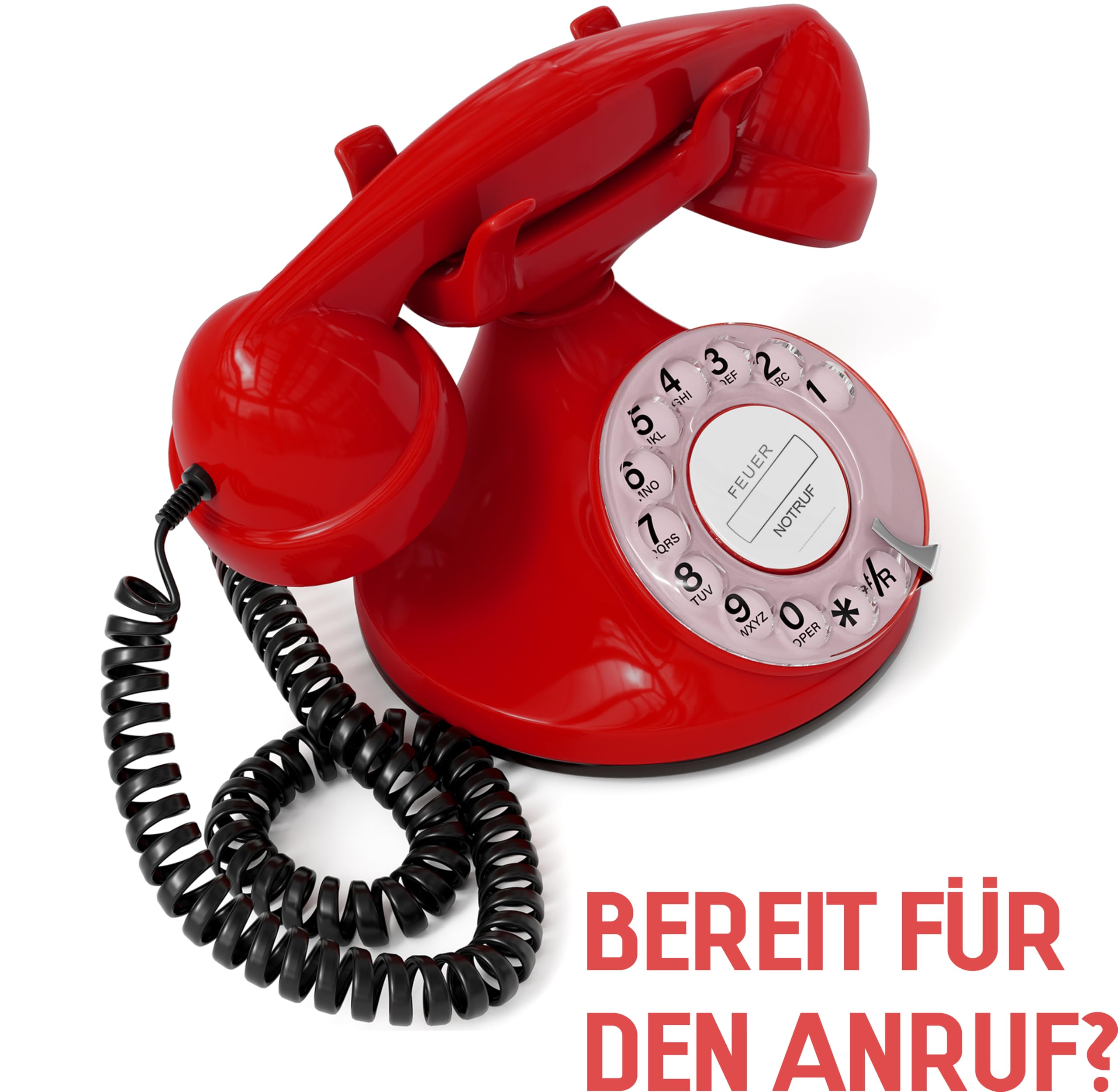 Opis FunkyFon Cable : Das Nostalgie Retro Telefon mit Wählscheibe - Nachbau von klassischem Vintage Wählscheibentelefon im geschwungenem 1920er Stil mit elektronischer Klingel (rot)