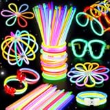 BUDI 467Pcs Glow Sticks - Halloween Party Favors Glow in the Dark Party Supplies for Kids Adults 4th of July Accessories Neon Decors Glowsticks Bulk 8 Inch & Connectors Necklace Bracelet Glasses