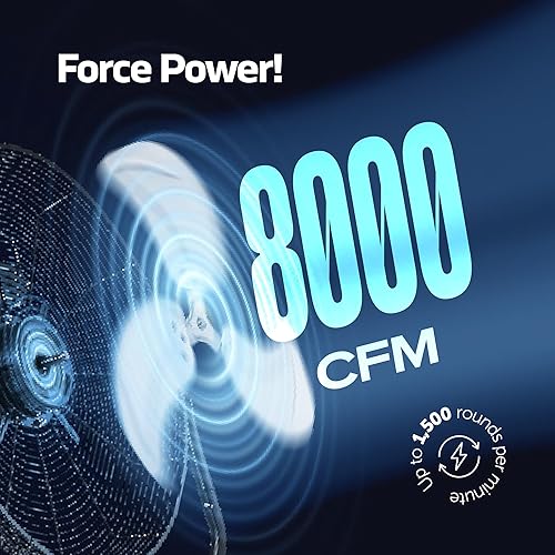 Miniatura 4 de Ventilador de tambor de metal industrial de alta velocidad de 24 pulgadas, 8,800 CFM, ventilador de piso resistente de 3 velocidades, inclinación de