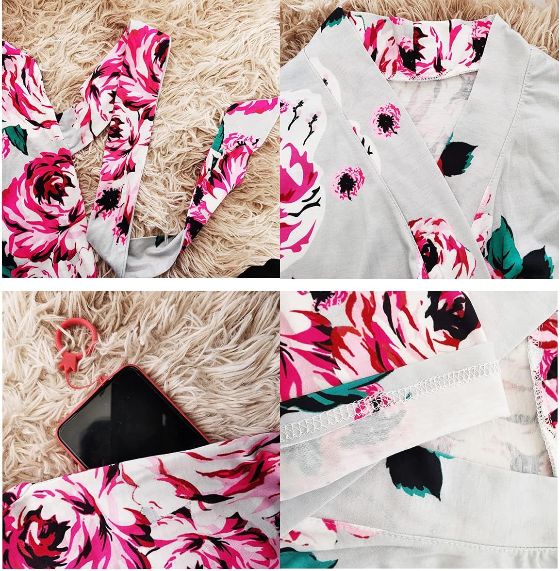 SUFEINI Maternity Robe and Matching Baby Swaddle Blanket Set, Mommy Robe with Receiving Blanket Girls Boys Sleepwear - Image 2