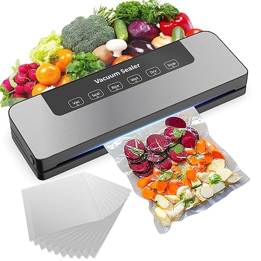 ENEM Vacuum Sealer Machine, Automatic Dry & Wet Air Sealing Machine, with Full Customer Support from Enem, Compact Design Vacuum Packing Machine, With 10 Vacuum Bags