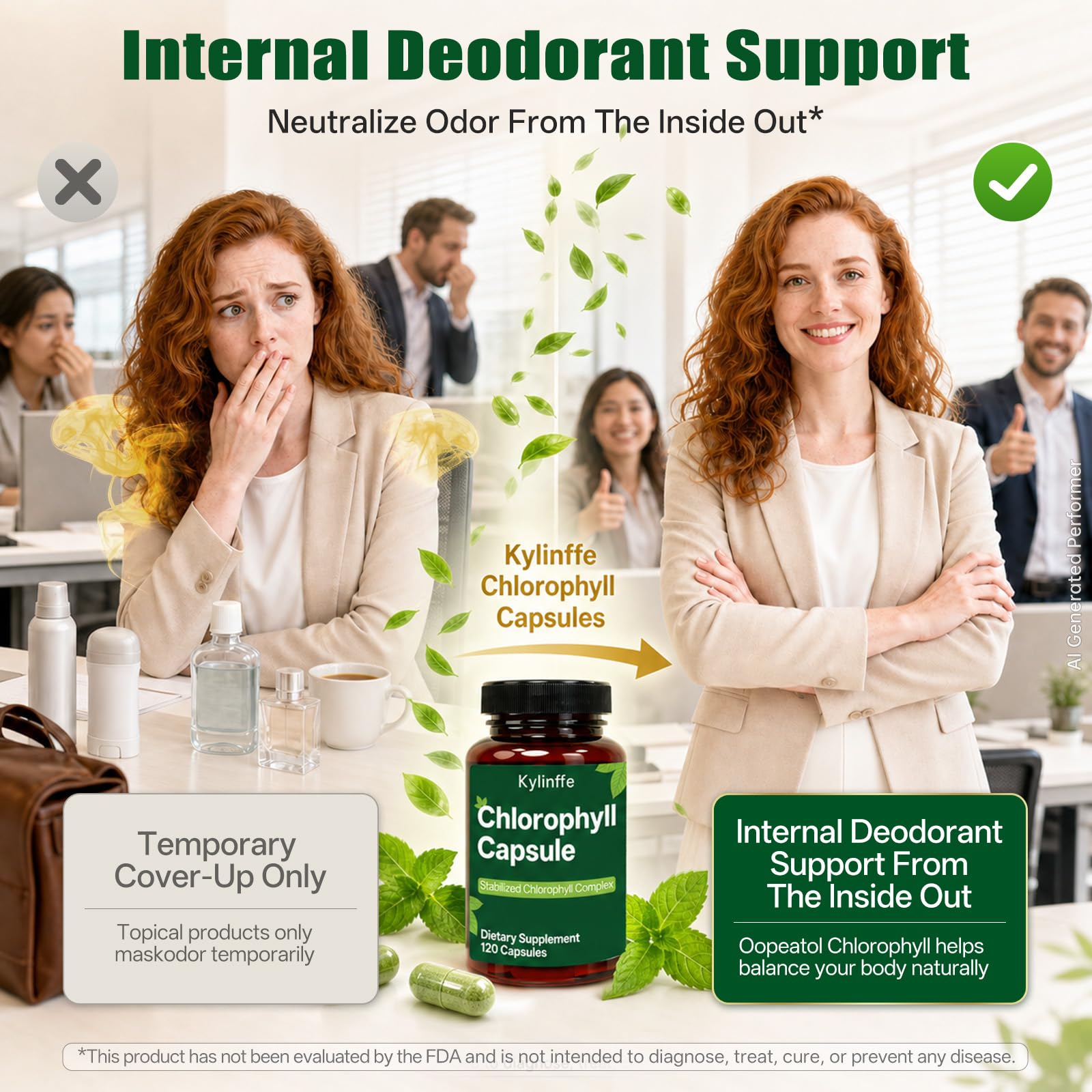 Chlorophyll Capsules for Deodorant, Body Odor Internal Freshness 100% Vegan — Amazon image 4