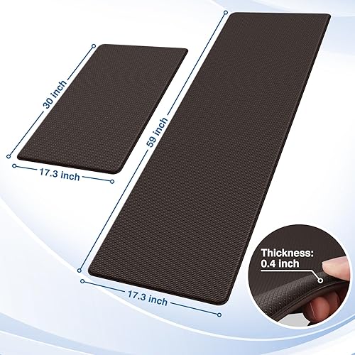 Miniatura 27 de StepRite Tapetes de cocina, 2 tapetes acolchados, antifatiga, para piso, de escritorio, antideslizante, impermeables, oficina, alfombras de 17.3 x