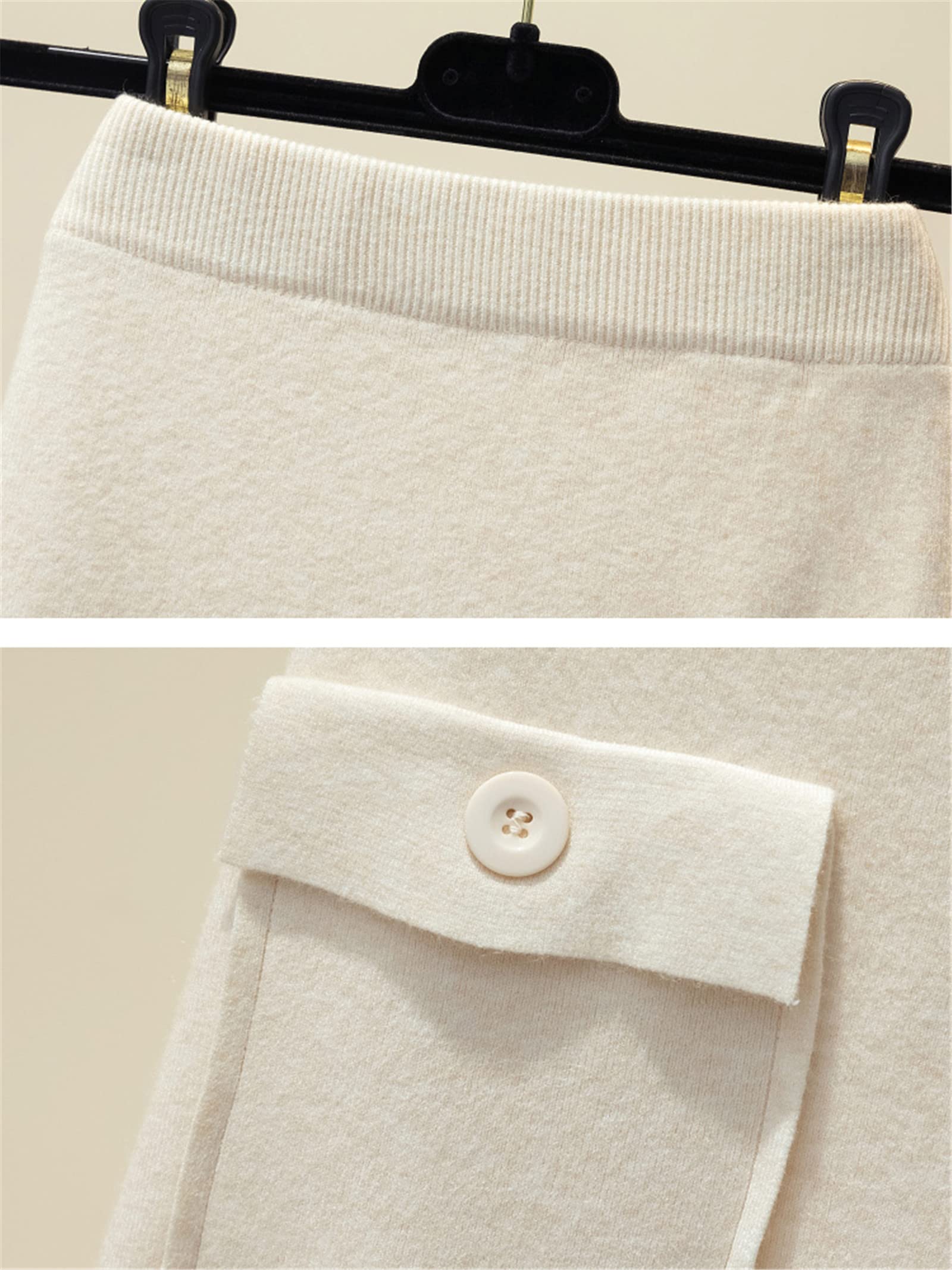 Moda de punto midi falda mujeres con un bolsillo otoño invierno coreano simple sólido una línea de cintura alta falda larga