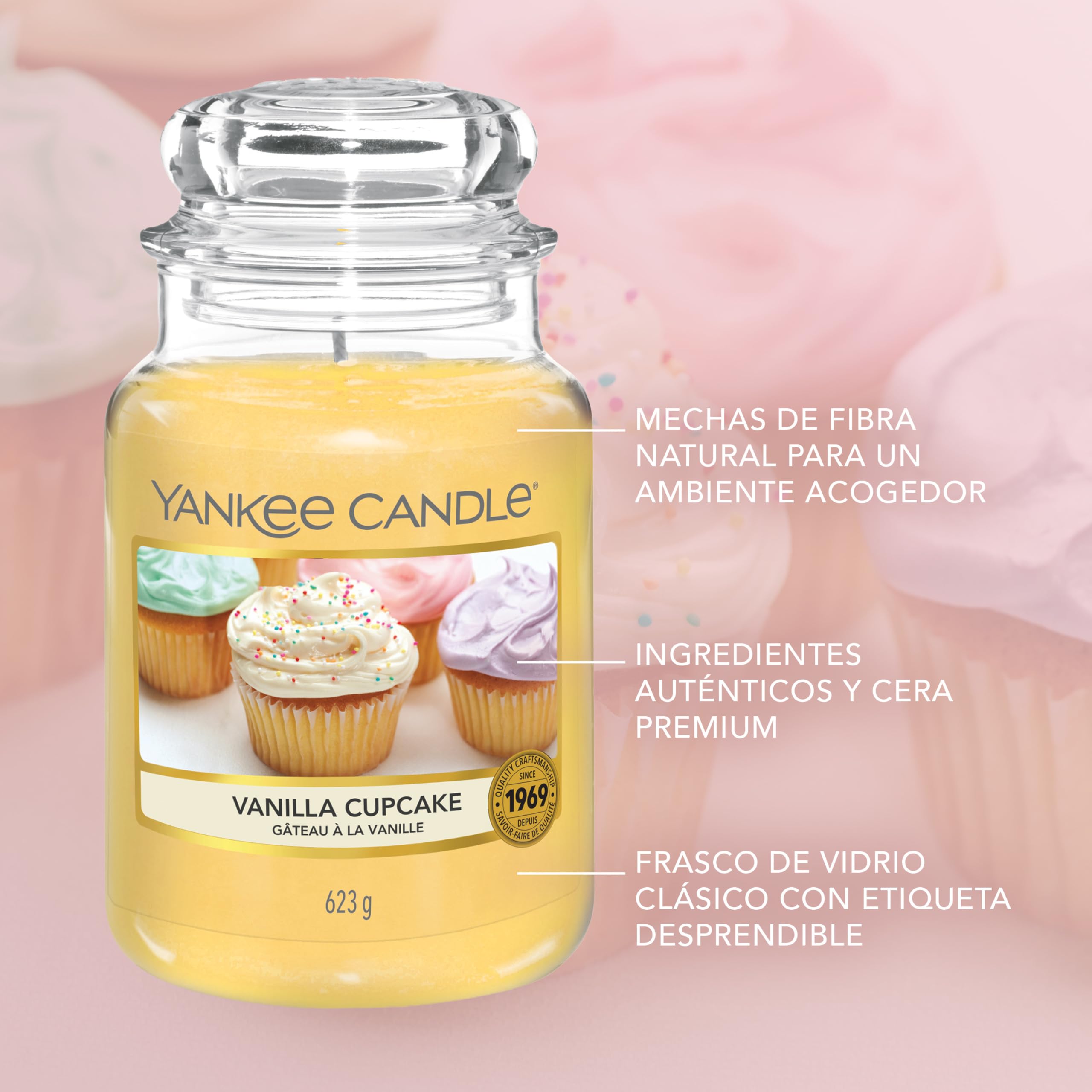 Yankee Candle Vela perfumada | Vanilla Cupcake vela en tarro grande | Velas de larga duración: hasta 150 h | Regalo ideal para mujer