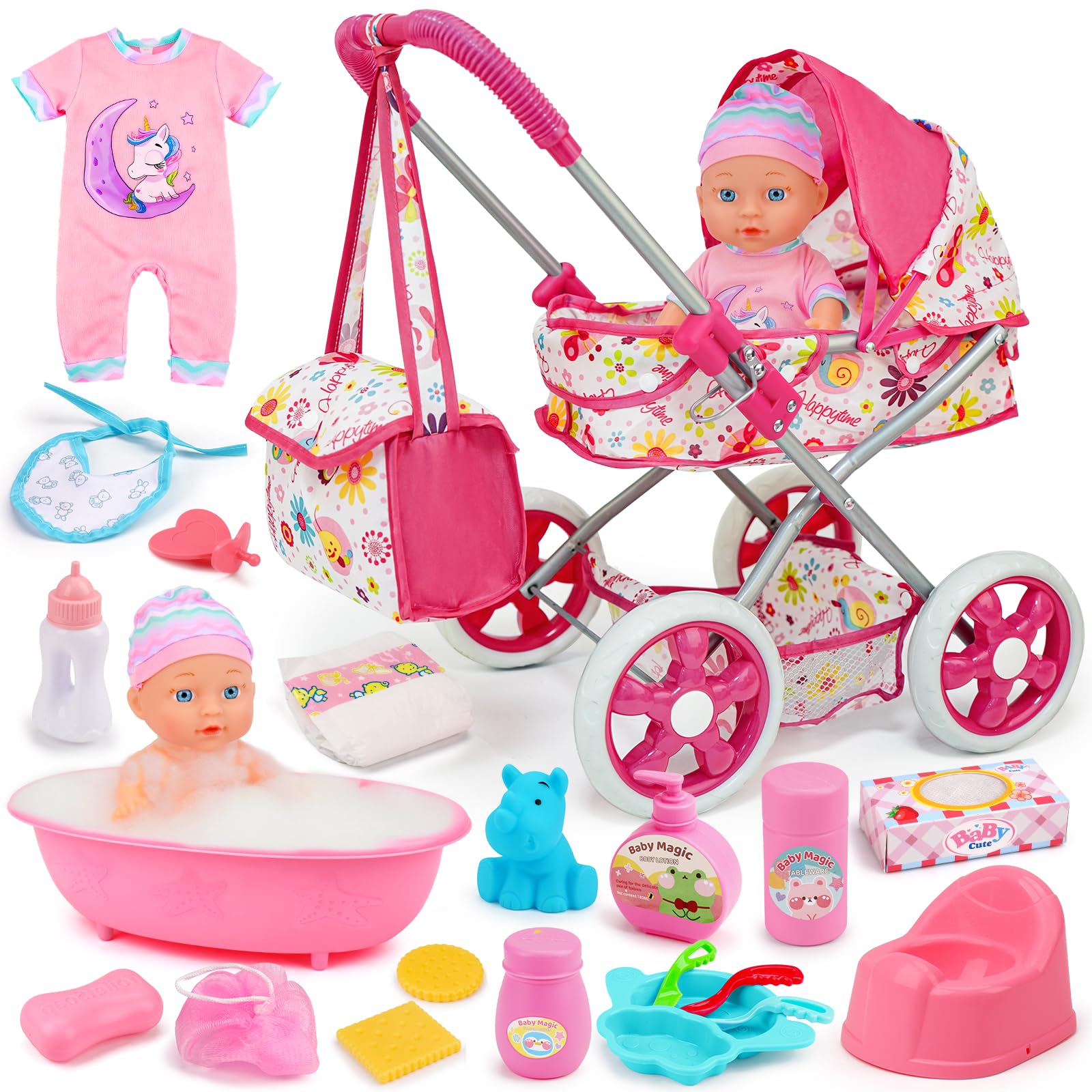 Qirptey Baby Doll Stroller Set T