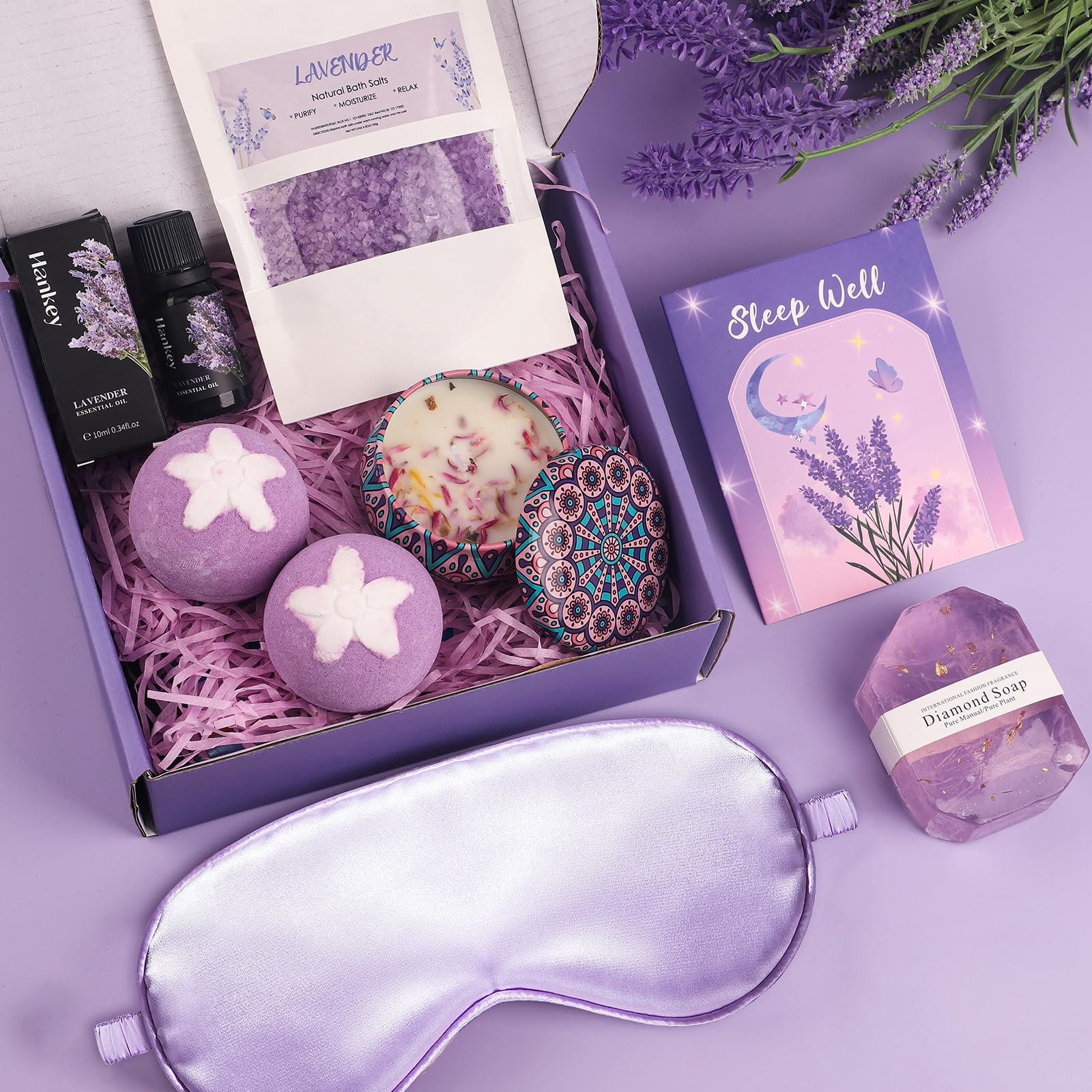 Pearshek Lavender Pamper Gift Set for Women, Luxury Relaxation Spa Hamper for Her Unique Birthday Gifts - Image 2
