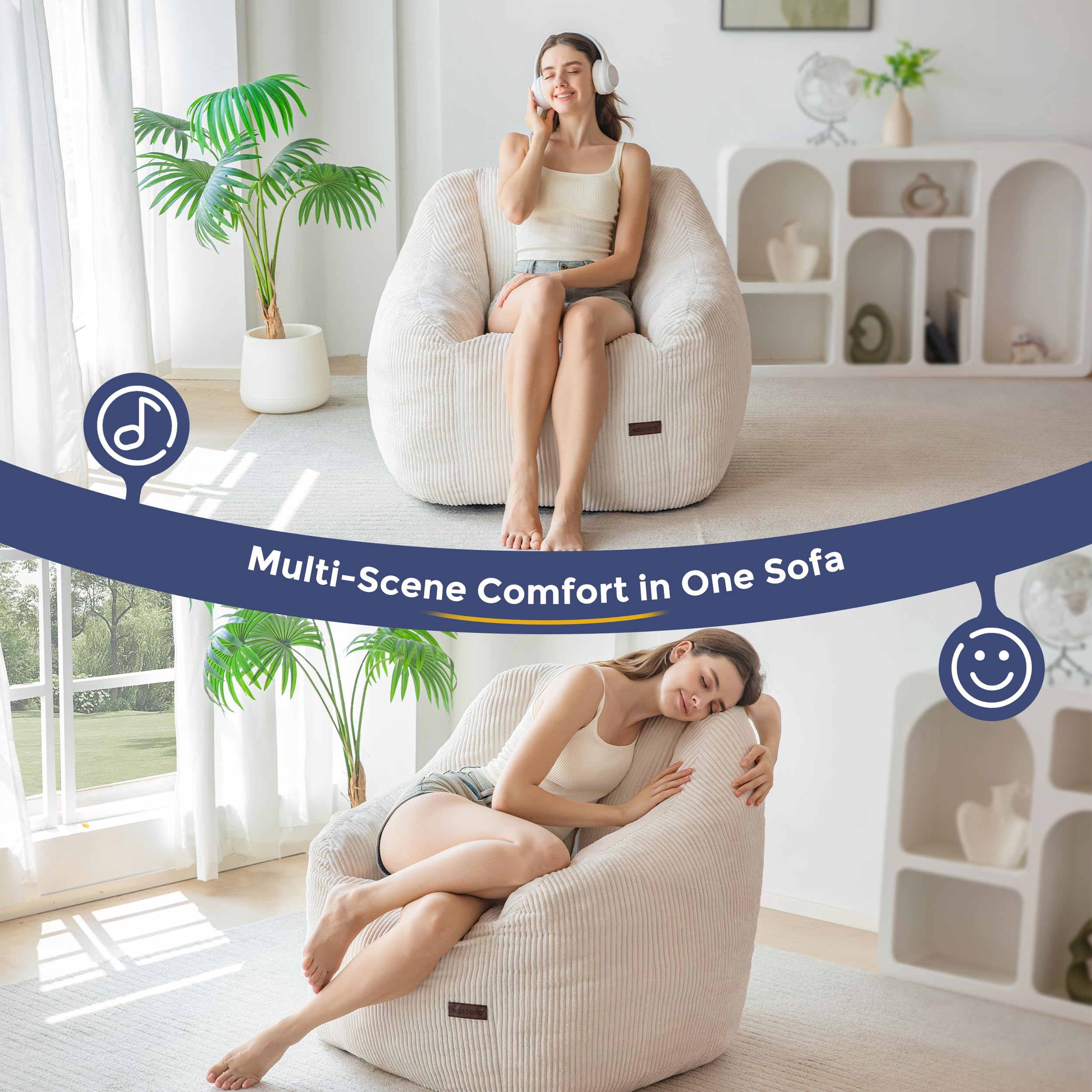 MAXYOYO Pouf Canapé-Pouf avec Rembourrage, Fauteuil Confortable pour Le Salon, Idéal pour Adultes et Enfants, Canapé de Sol Rembourré pour la Chambre, Le Dortoir ou la Lecture