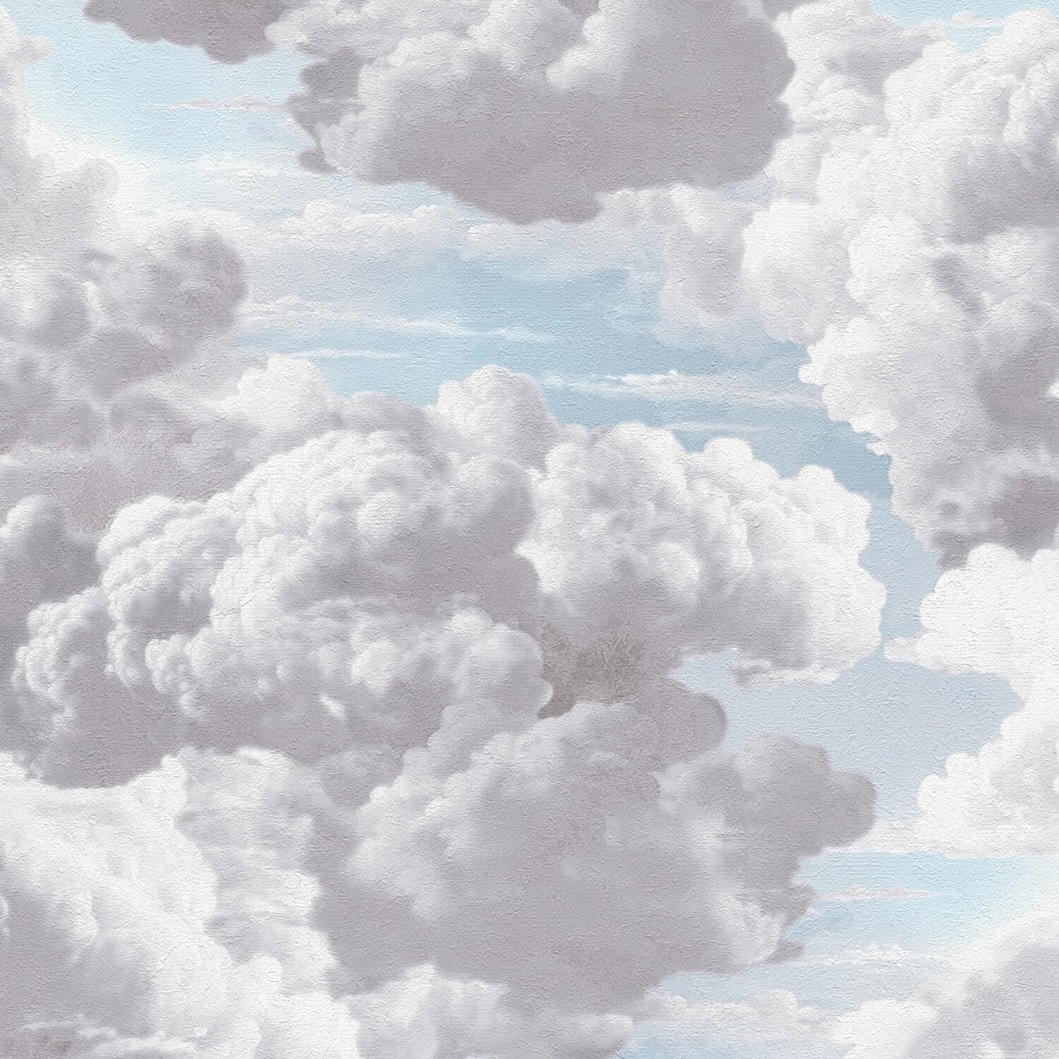Papel pintado nubes gris azulado textil no tejido decorativo 0,53 m x 10,05 m