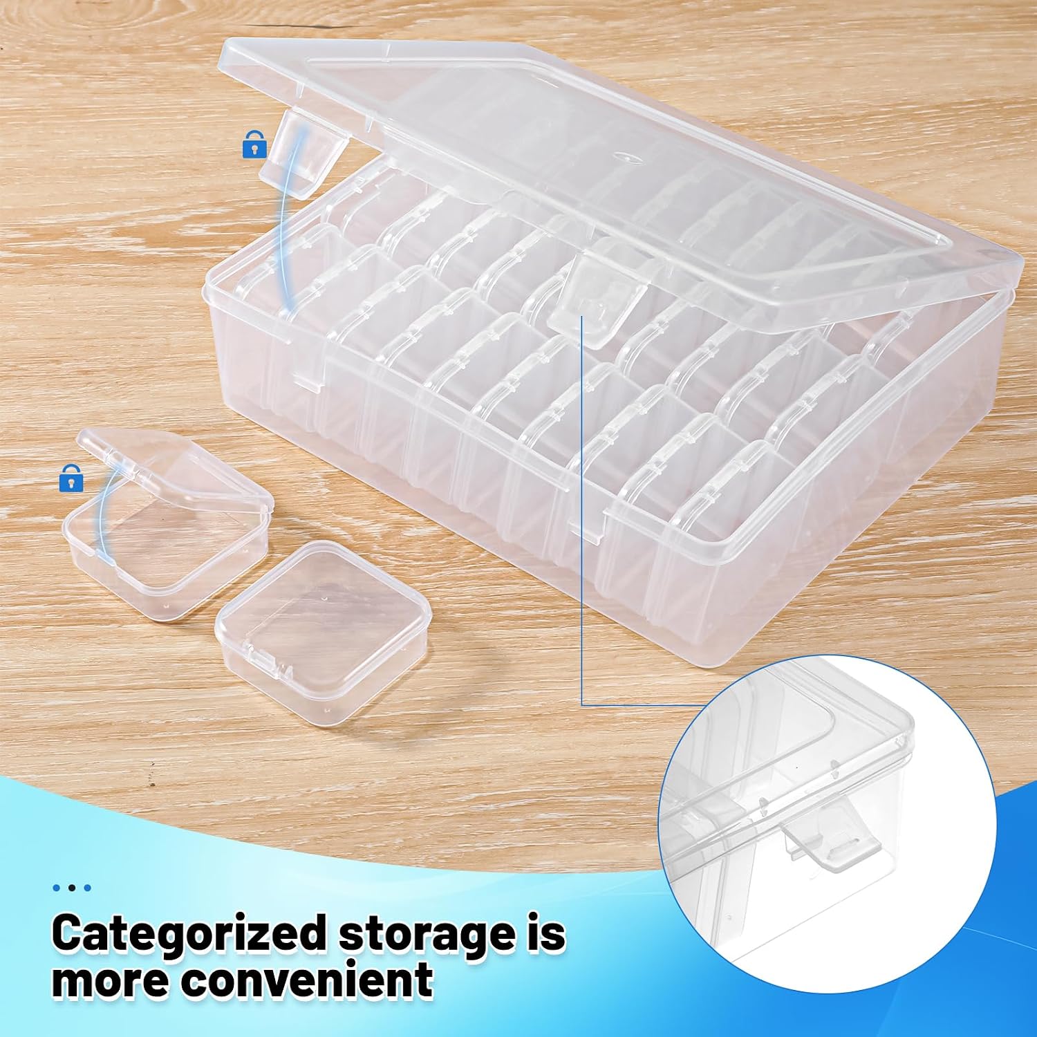 Oqqlin 93 Pcs Bead Storage Containers, 90 Small Individual Clear Bead Organizer Box 3 Big Containers Boxes Mini Craft Storage Boxes with Hinged Lid for Nail Art, Jewelry, Beads, Screws Organizer