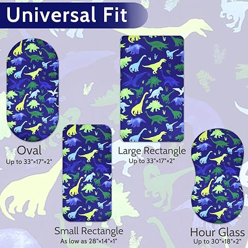 Miniatura 3 de Sábana de moisés para bebé, elástica, ultra suave, universal para rectángulo ovalado y reloj de arena, cesta de moisés de dinosaurio