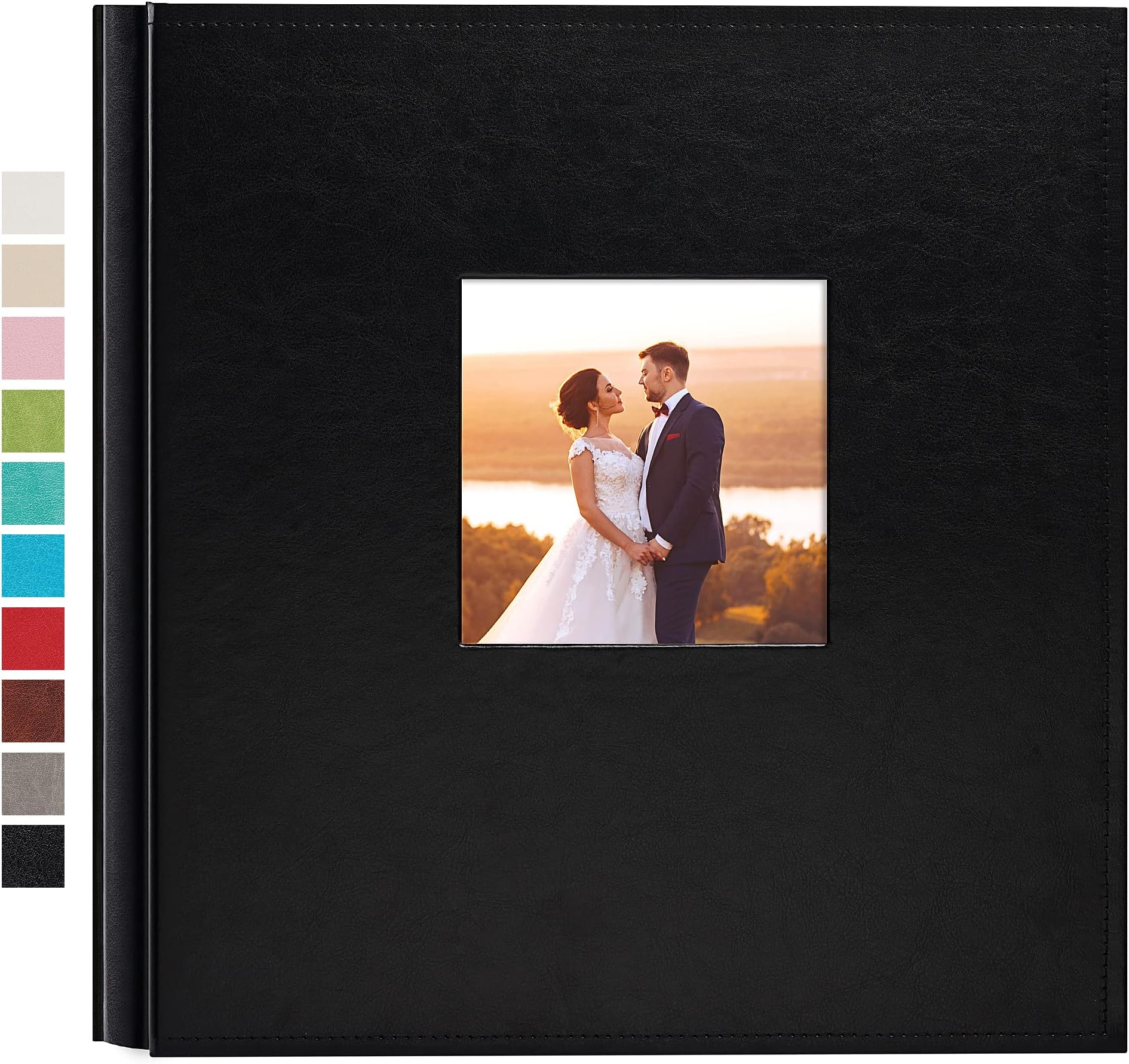 potricher Large Photo Album 4x6 1000 Photos, Leather Cover, Black