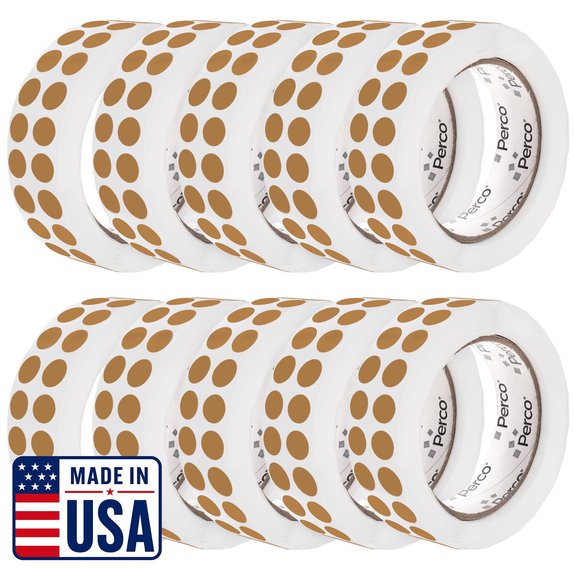 Perco Kraft Brown Perforated Round Circle Dot Sticker 1/2-Inch Labels — 10 Rolls, 30,000 Stickers - Crafts, Packaging for Rustic Seals, Handmade Products &amp; Batch Coding, Strong Adhesive - Made in USA