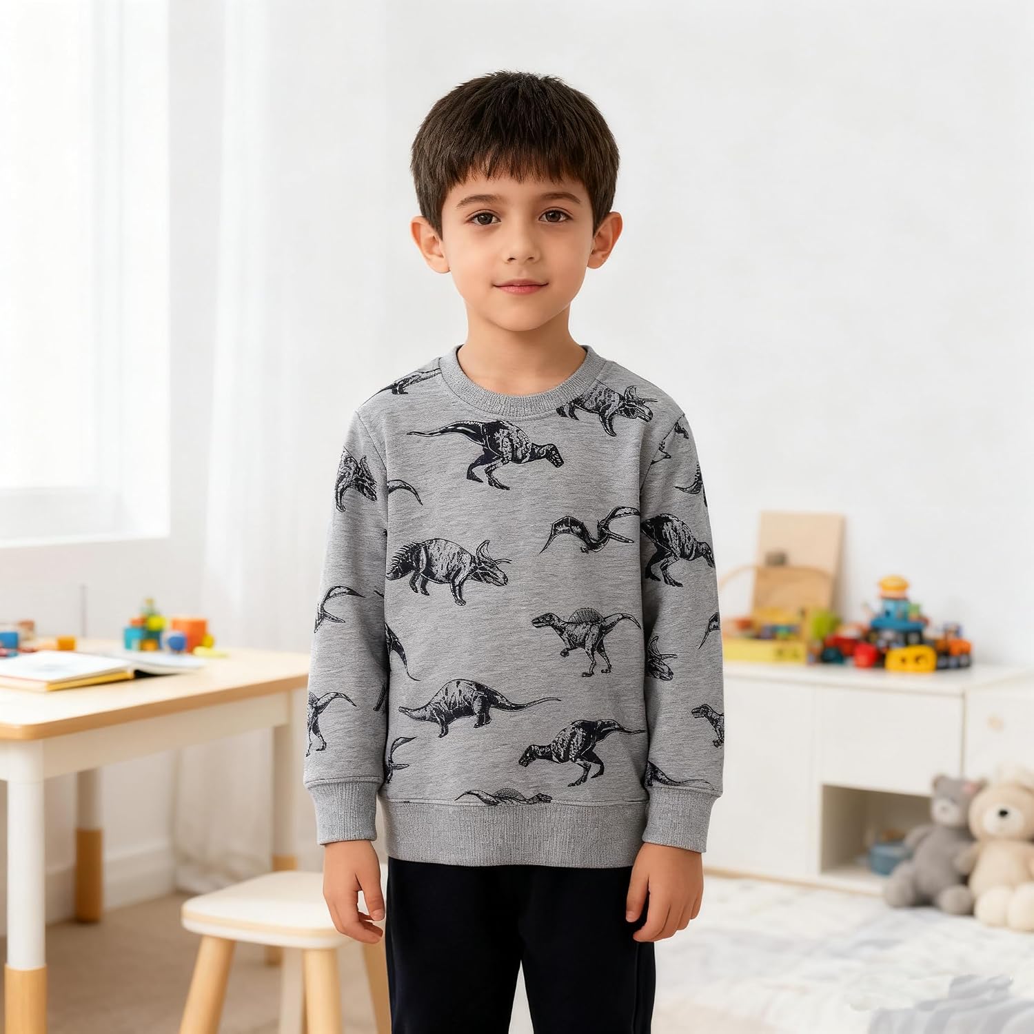 Boys Sweatshirt,Toddler 3 Pack Crewneck Cartoon Long Sleeve Pullover Tops