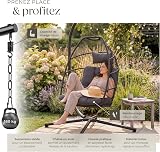 tectake® Fauteuil Oeuf Suspendu Chaise hamac Balancoire Cocooning Confortable Pliable Résistant, Fauteuil Relax avec Structure en Acier & Coussin Épais - 4