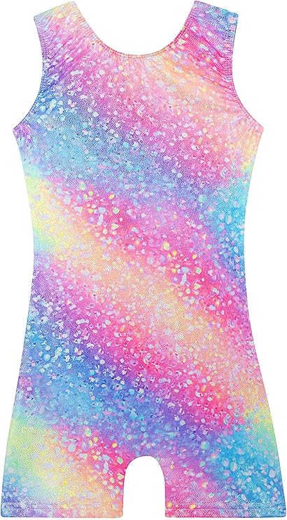 Leotards for Girls Gymnastics Toddler Dance Biketards Mermaid Unicorn Athletic Dance Wear Shiny Rainbow Blue Hotpink