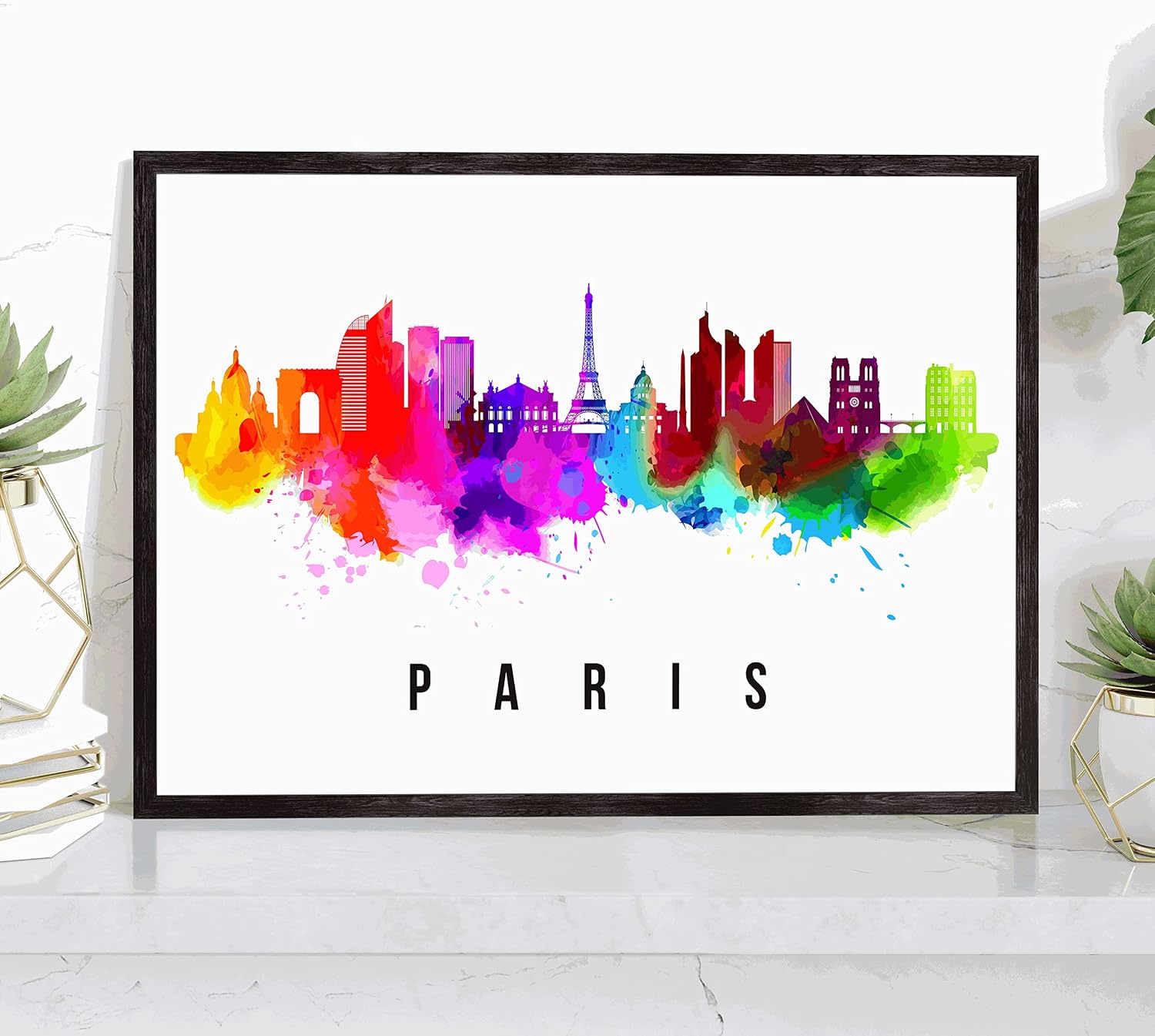 Paris Skyline France Poster, Paris Cityscape Painting, France Poster, Paris Cityscape and Landmark Print, Home Wall Art, Office Wall Decor, 12*18 Inches