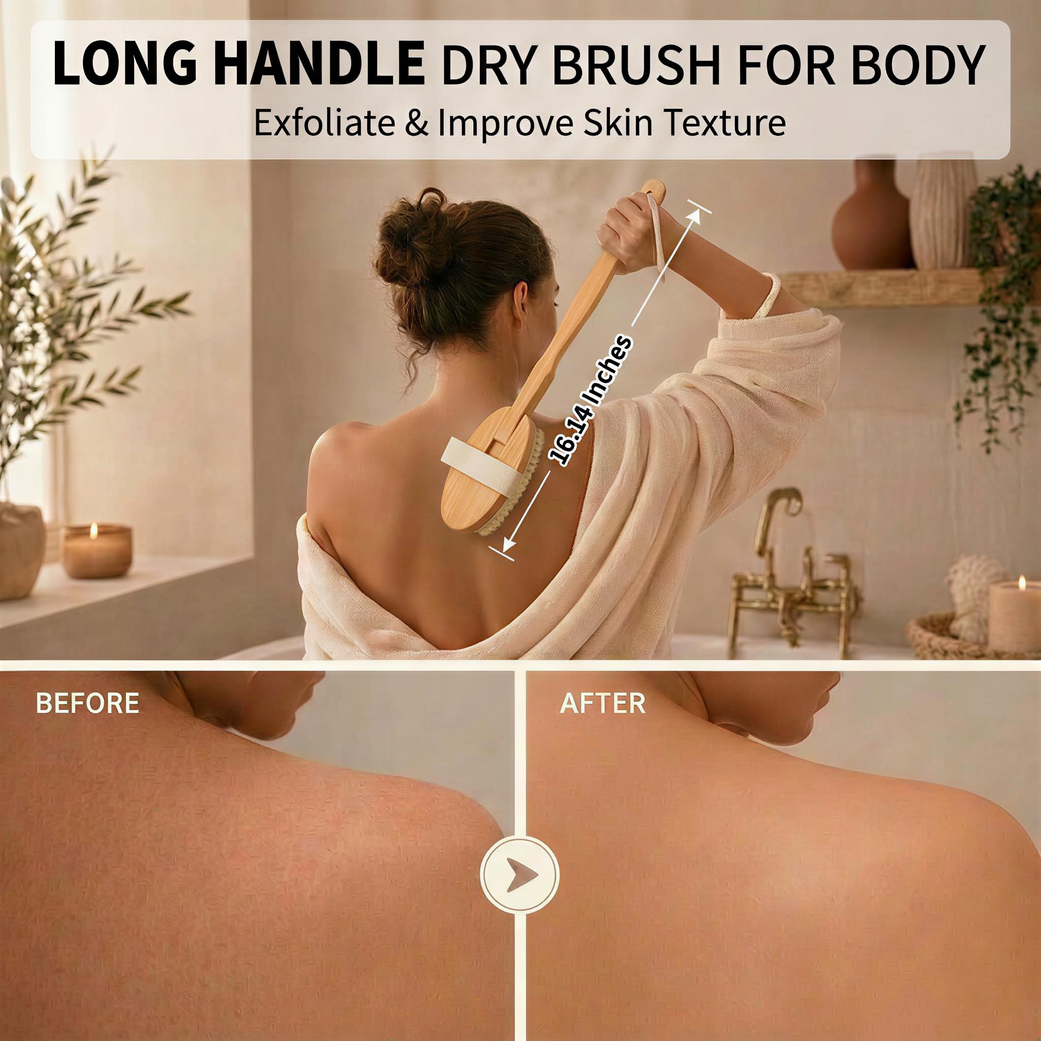 Crema Depilatoria, Juego de cepillos para el cuerpo de cepillado en seco premium para drenaje linfático y tratamiento de celulitis, 50ml