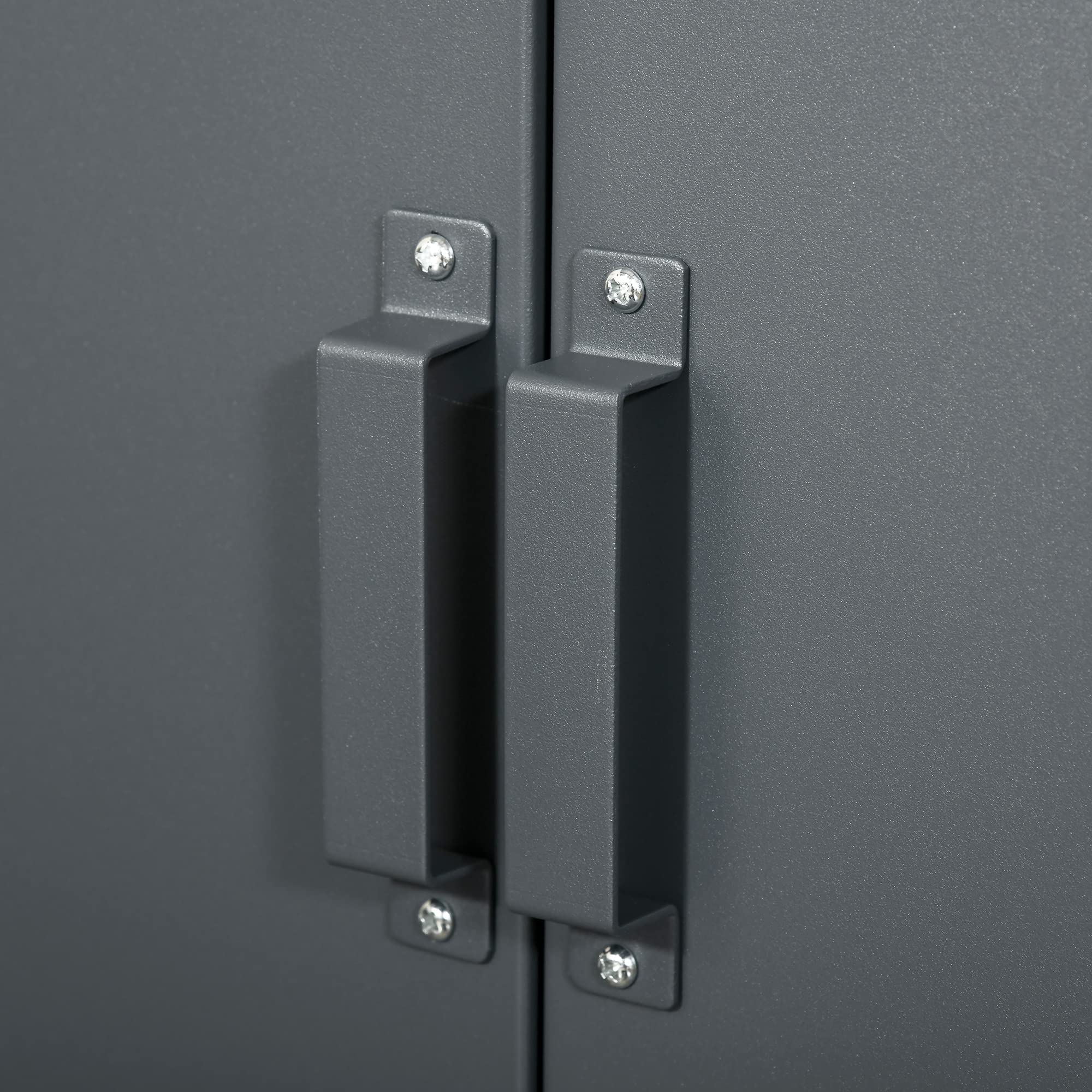HOMCOM Armario de Almacenamiento Aparador de Metal con Doble Puerta Cierre Magnético y 2 Estantes Ajustables para Oficina Salón Dormitorio 75x33x110 cm Gris