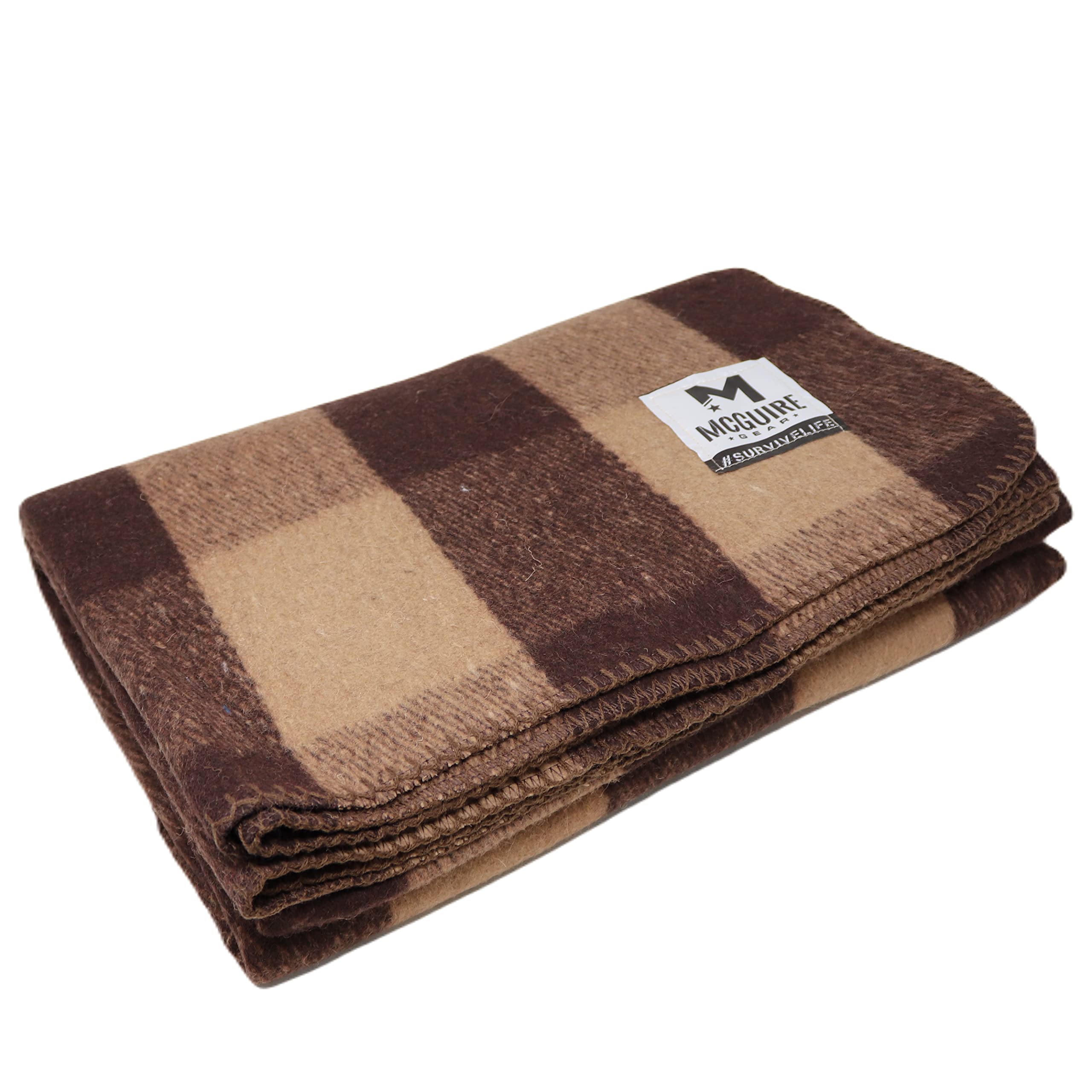 M MCGUIRE GEAR Warm Wool Bunkhouse Plaid Blanket for Camping, Home, Survival, or First Aid, 64